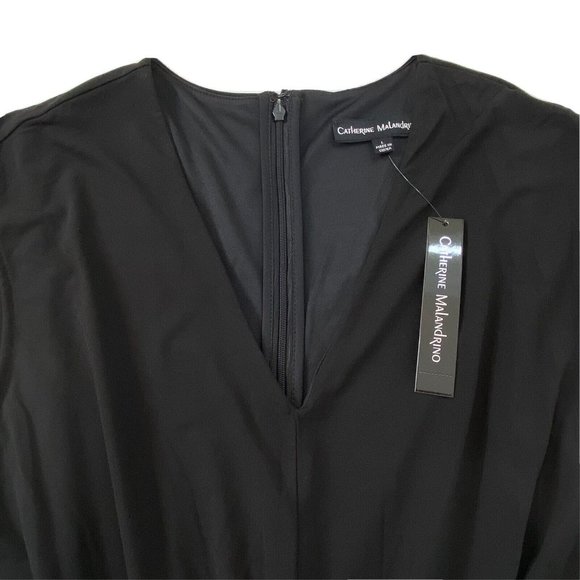 Catherine Malandrino Women's Medium Wide Leg Jumpsuit V Neck Sleeveless Black - Picture 8 of 11